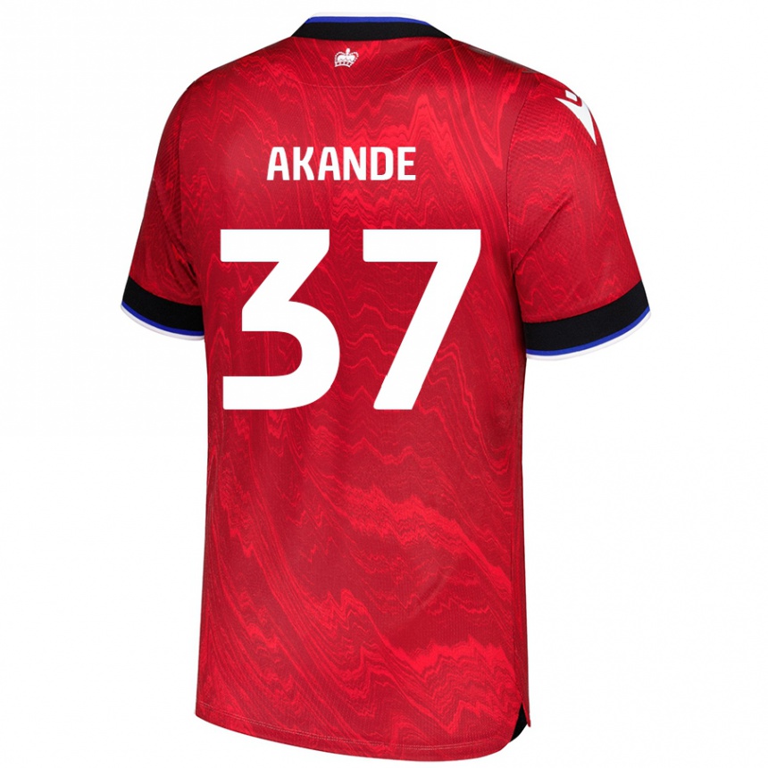 Kids Football Adrian Akande #37 Red Black Away Jersey 2024/25 T-Shirt Uk