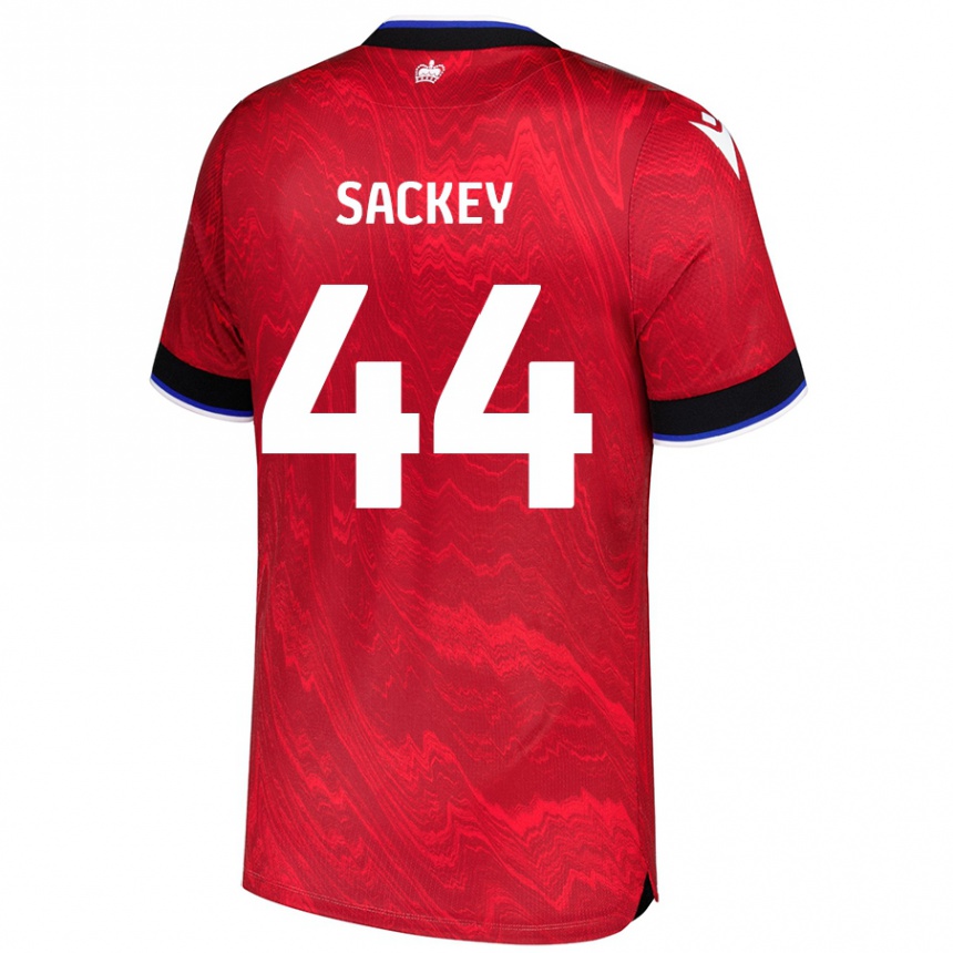 Kids Football Tyler Sackey #44 Red Black Away Jersey 2024/25 T-Shirt Uk