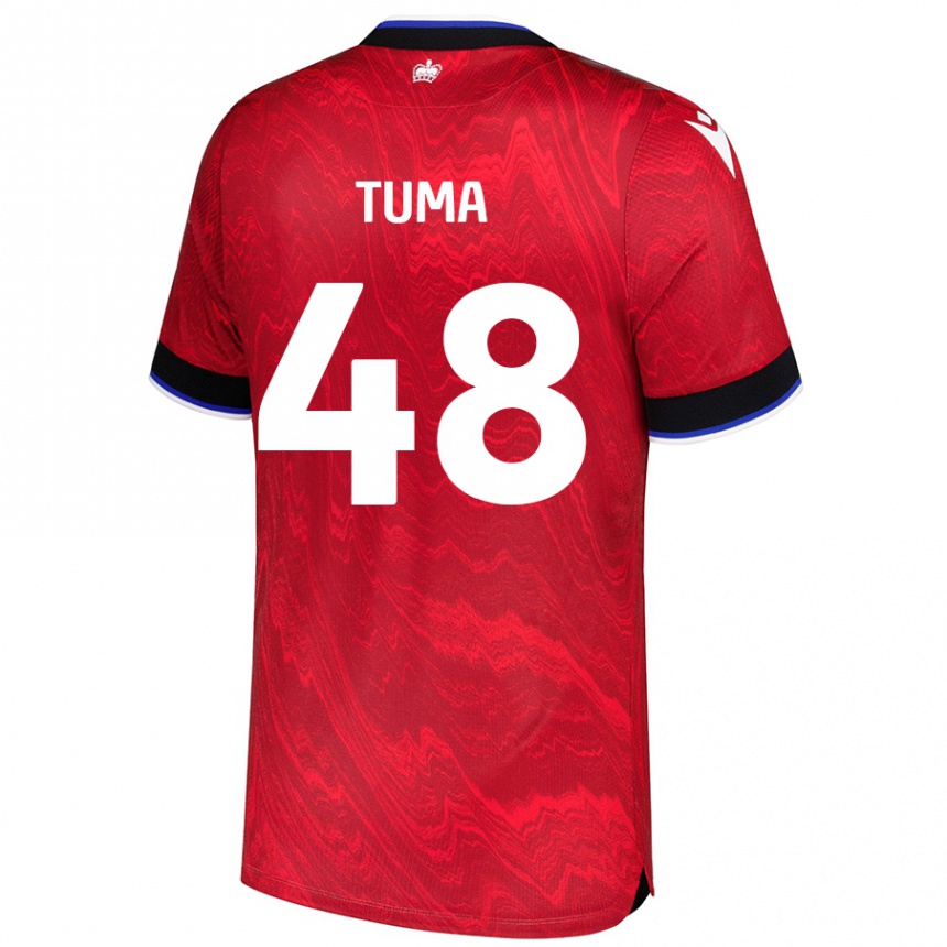 Kids Football Basil Tuma #48 Red Black Away Jersey 2024/25 T-Shirt Uk