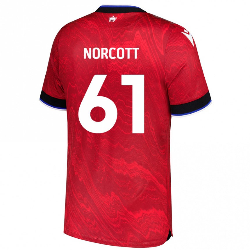 Kids Football Tom Norcott #61 Red Black Away Jersey 2024/25 T-Shirt Uk