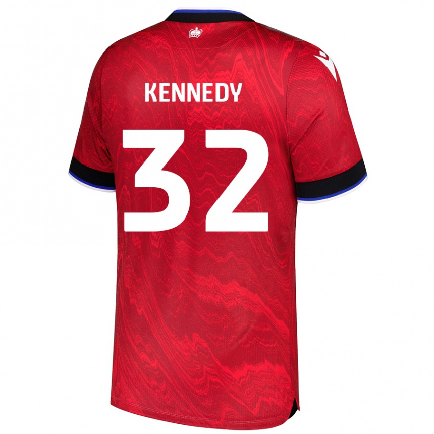 Kids Football Stevie Kennedy #32 Red Black Away Jersey 2024/25 T-Shirt Uk