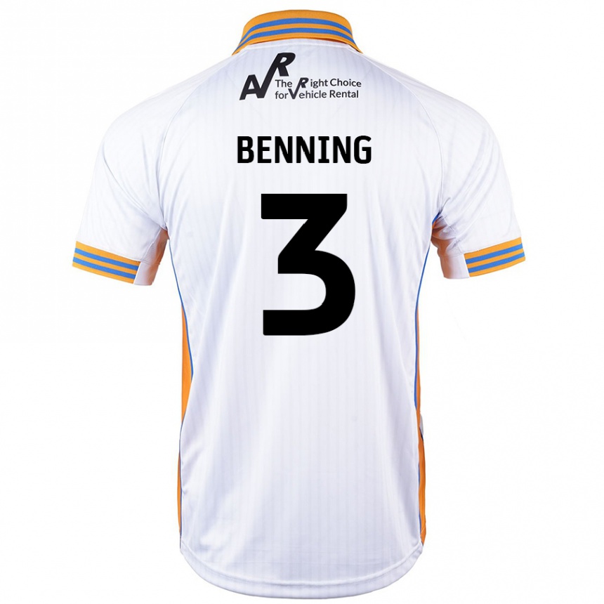 Kids Football Mal Benning #3 White Away Jersey 2024/25 T-Shirt Uk