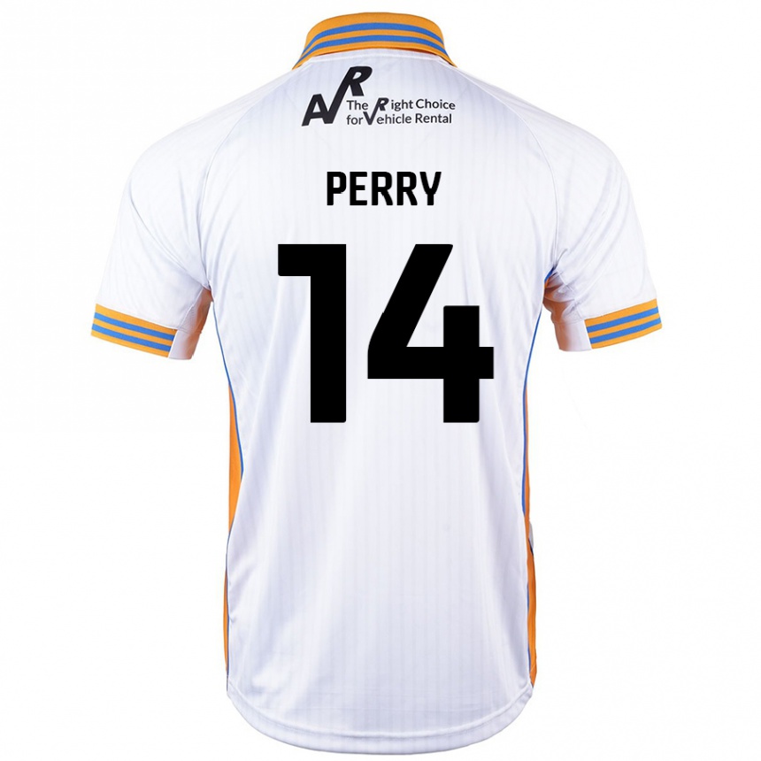 Kids Football Taylor Perry #14 White Away Jersey 2024/25 T-Shirt Uk