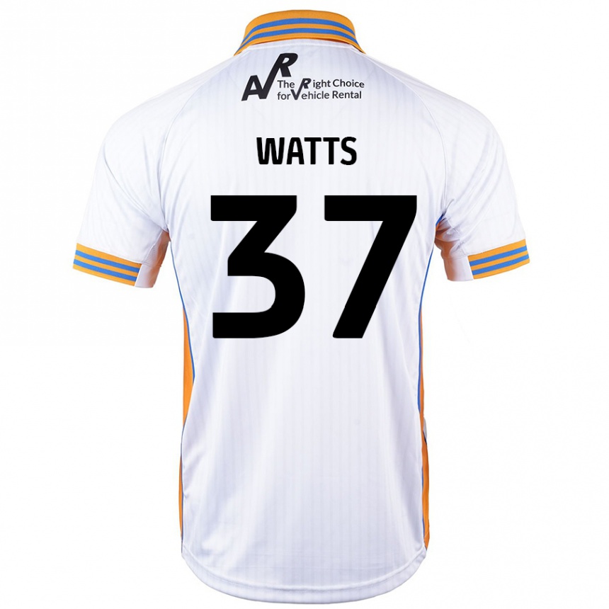 Kids Football Harvey Watts #37 White Away Jersey 2024/25 T-Shirt Uk