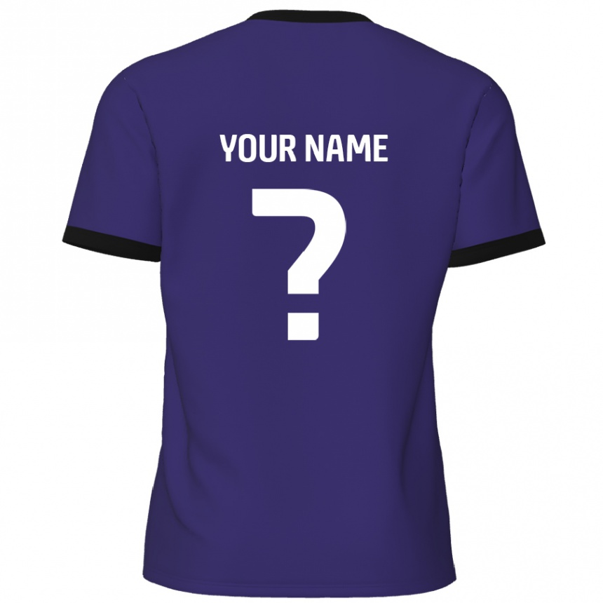 Kids Football Your Name #0 Purple Away Jersey 2024/25 T-Shirt Uk