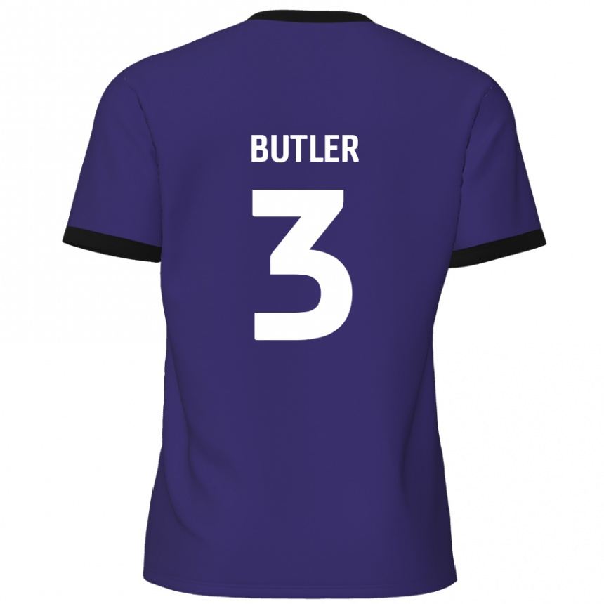 Kids Football Dan Butler #3 Purple Away Jersey 2024/25 T-Shirt Uk