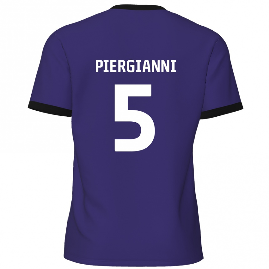 Kids Football Carl Piergianni #5 Purple Away Jersey 2024/25 T-Shirt Uk