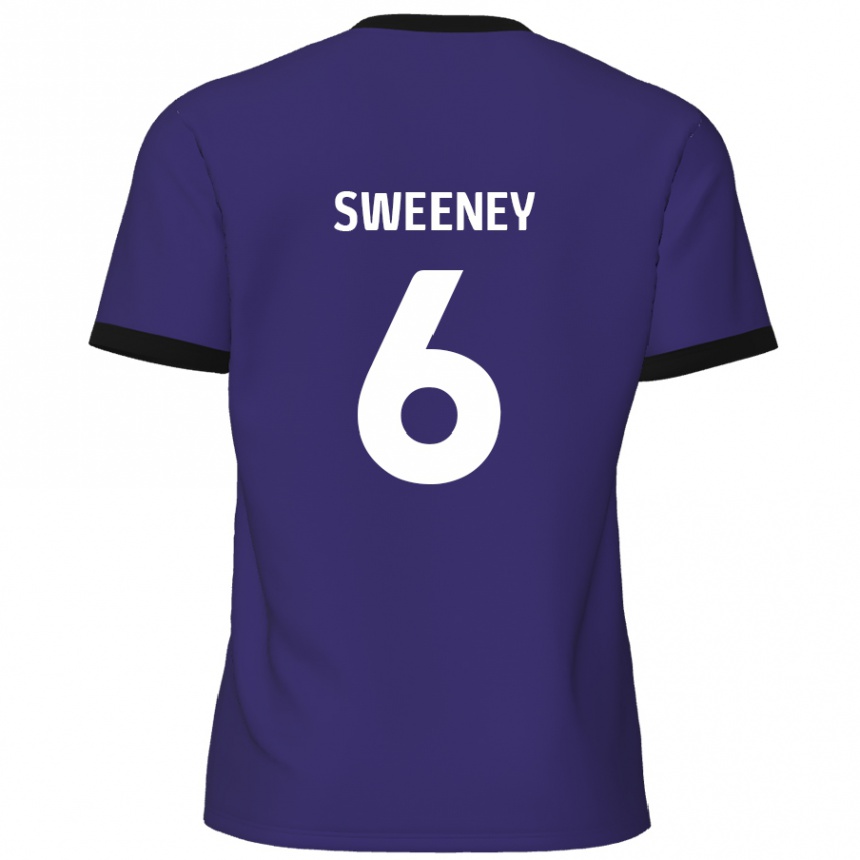 Kids Football Dan Sweeney #6 Purple Away Jersey 2024/25 T-Shirt Uk