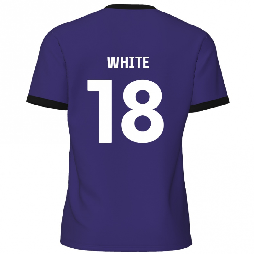 Kids Football Harvey White #18 Purple Away Jersey 2024/25 T-Shirt Uk