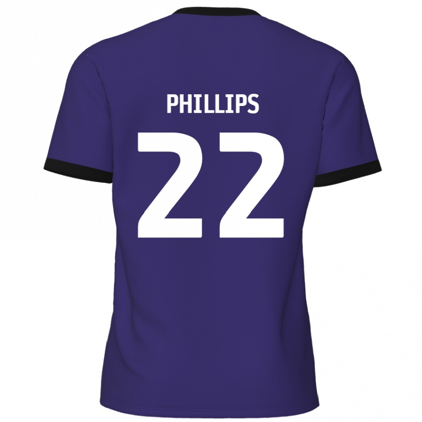 Kids Football Daniel Phillips #22 Purple Away Jersey 2024/25 T-Shirt Uk