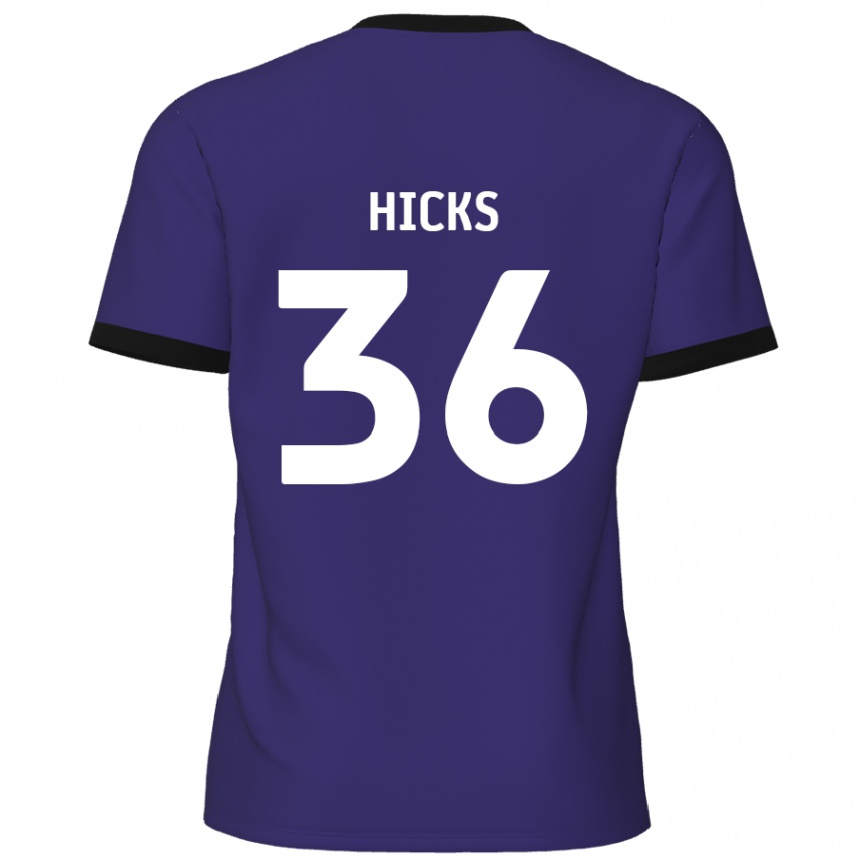 Kids Football David Hicks #36 Purple Away Jersey 2024/25 T-Shirt Uk