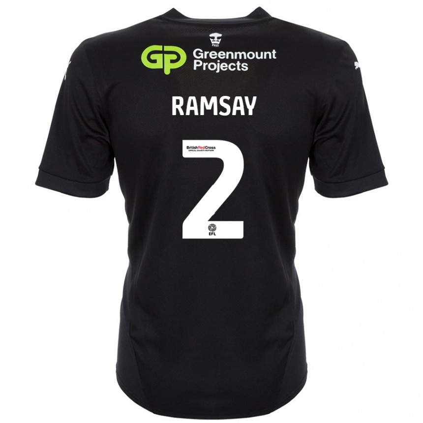 Kids Football Calvin Ramsay #2 Black Away Jersey 2024/25 T-Shirt Uk