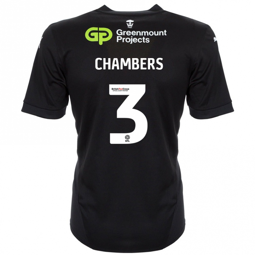 Kids Football Luke Chambers #3 Black Away Jersey 2024/25 T-Shirt Uk