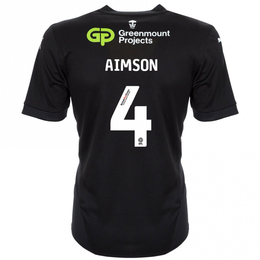 Kids Football Will Aimson #4 Black Away Jersey 2024/25 T-Shirt Uk