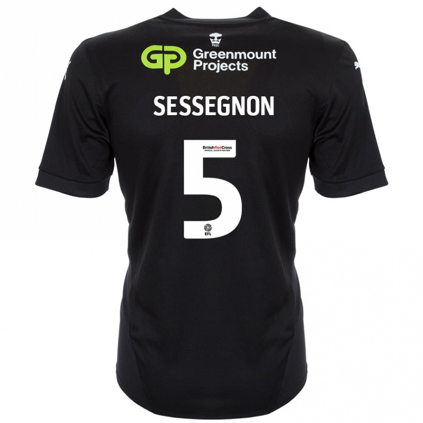 Kids Football Steven Sessegnon #5 Black Away Jersey 2024/25 T-Shirt Uk