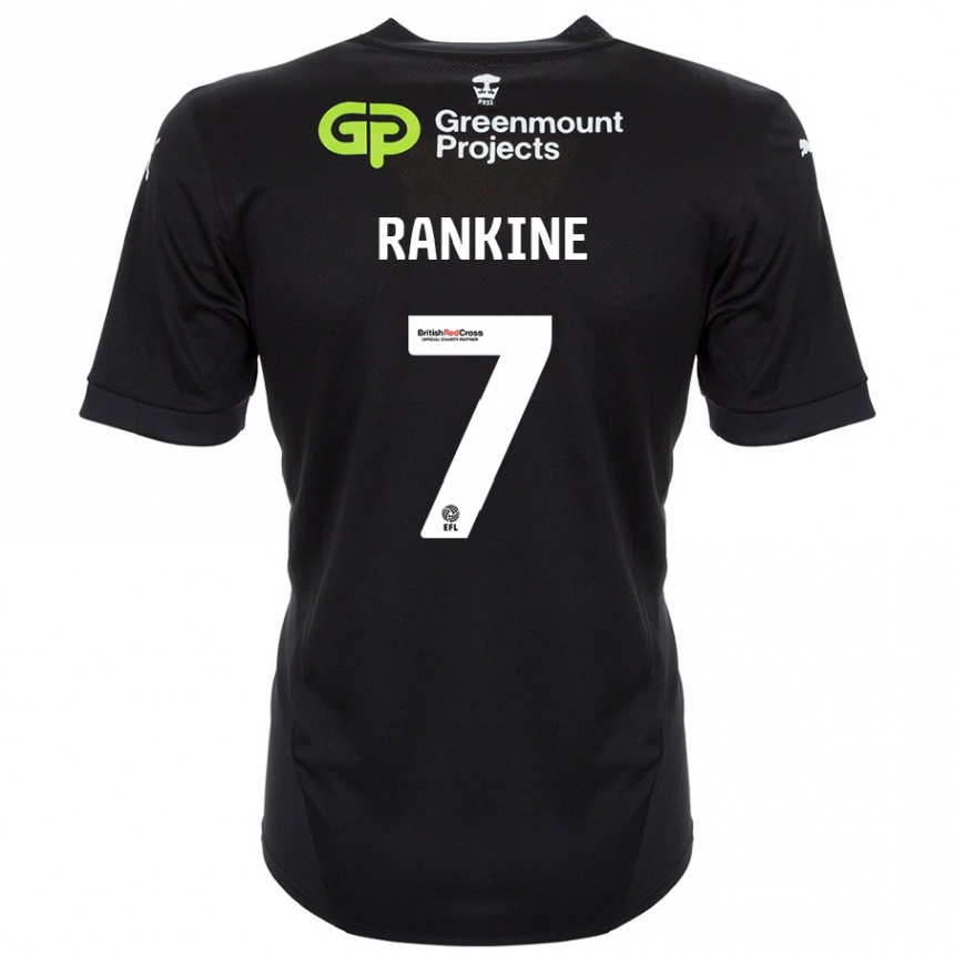 Kids Football Dion Rankine #7 Black Away Jersey 2024/25 T-Shirt Uk