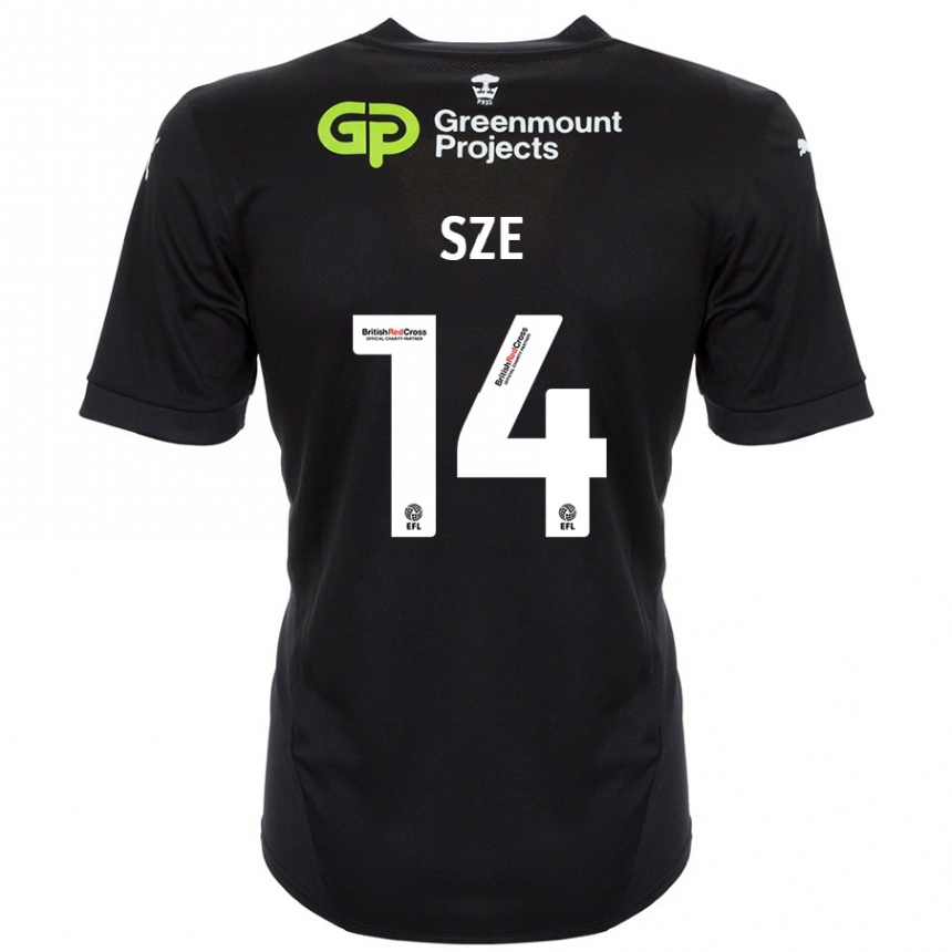 Kids Football Chris Sze #14 Black Away Jersey 2024/25 T-Shirt Uk