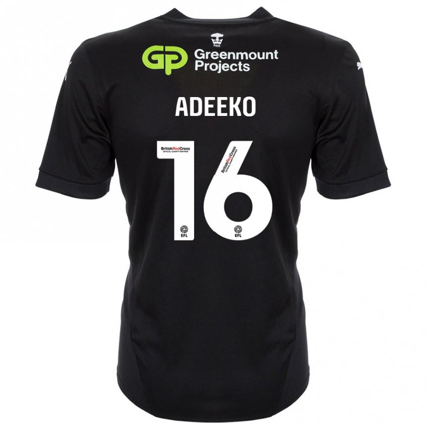 Kids Football Baba Adeeko #16 Black Away Jersey 2024/25 T-Shirt Uk