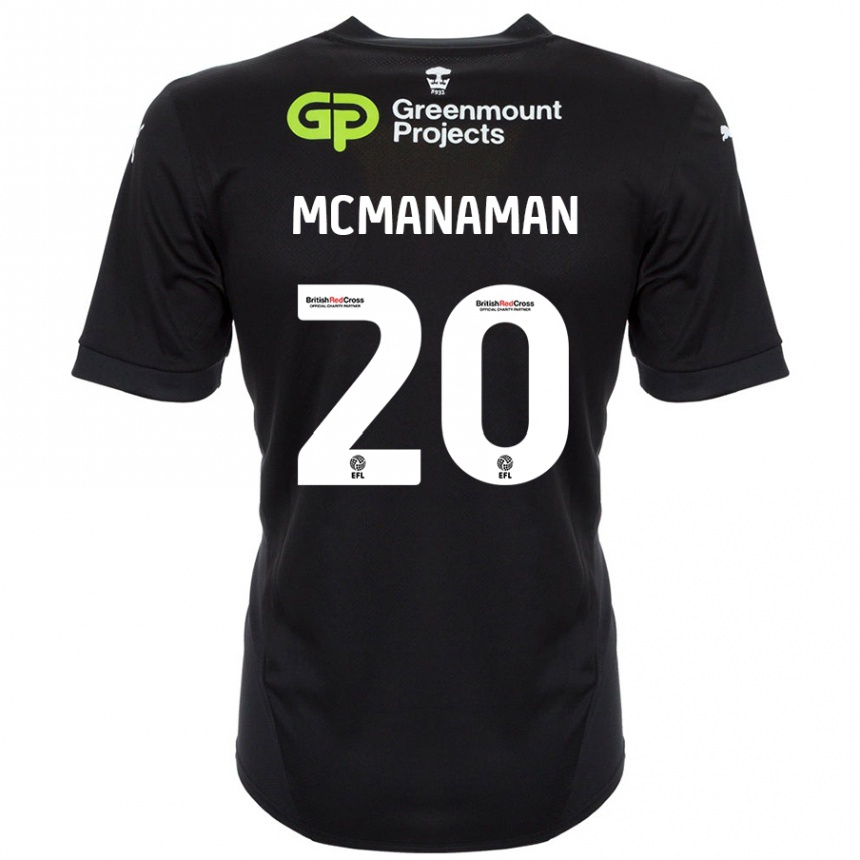 Kids Football Callum Mcmanaman #20 Black Away Jersey 2024/25 T-Shirt Uk