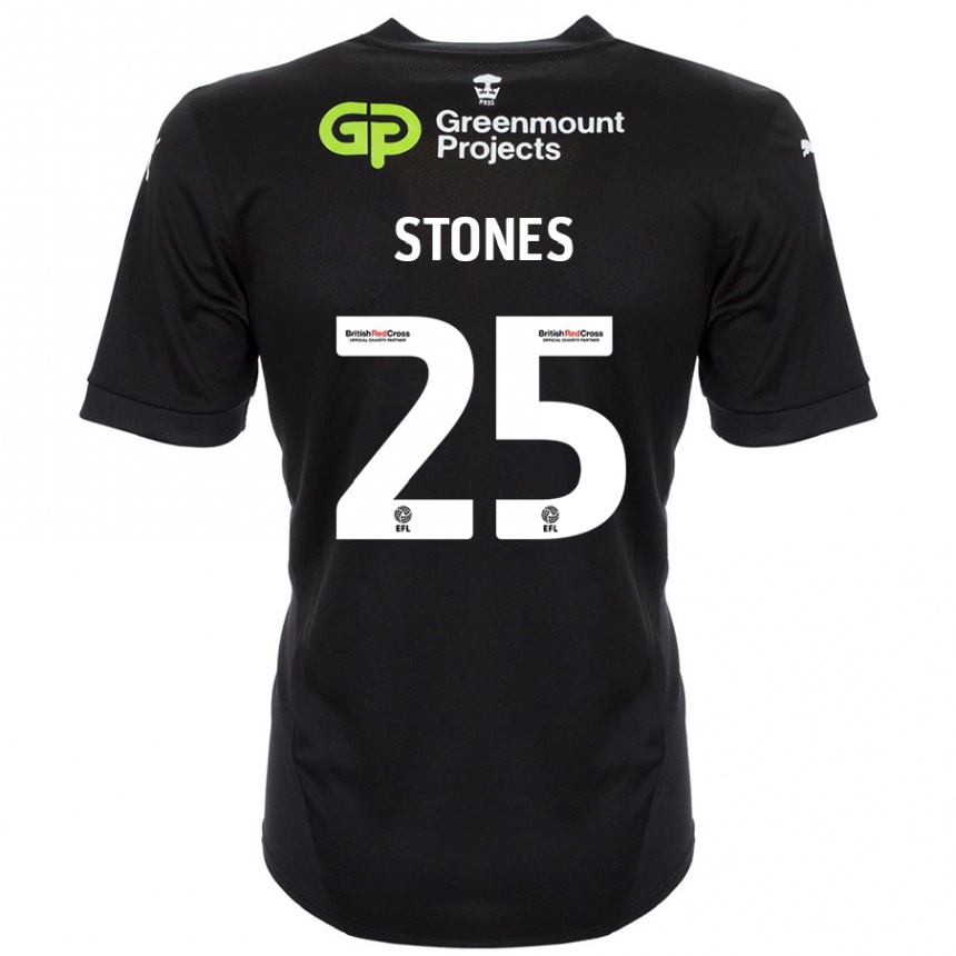 Kids Football Josh Stones #25 Black Away Jersey 2024/25 T-Shirt Uk