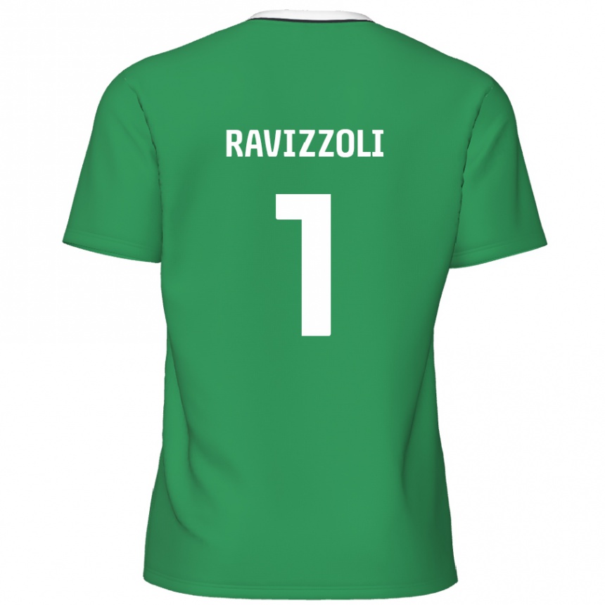 Kids Football Franco Ravizzoli #1 Green White Stripes Away Jersey 2024/25 T-Shirt Uk