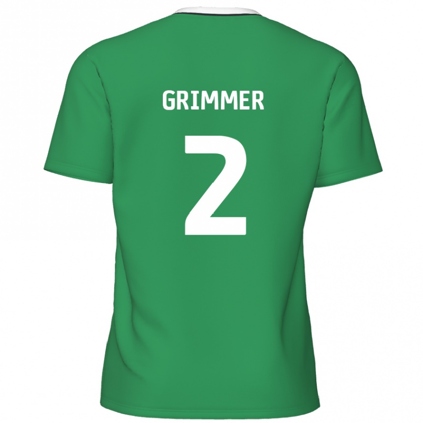 Kids Football Jack Grimmer #2 Green White Stripes Away Jersey 2024/25 T-Shirt Uk