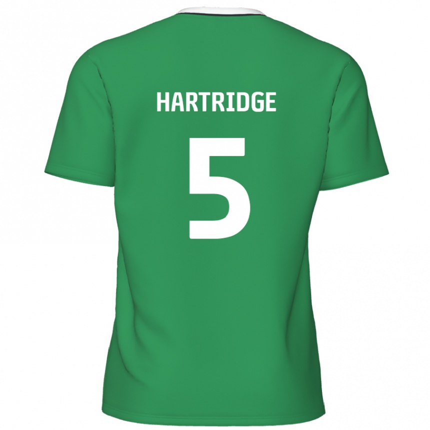 Kids Football Alex Hartridge #5 Green White Stripes Away Jersey 2024/25 T-Shirt Uk