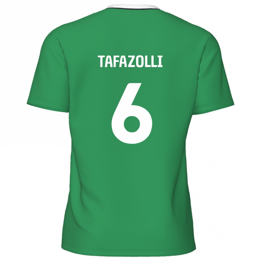 Kids Football Ryan Tafazolli #6 Green White Stripes Away Jersey 2024/25 T-Shirt Uk