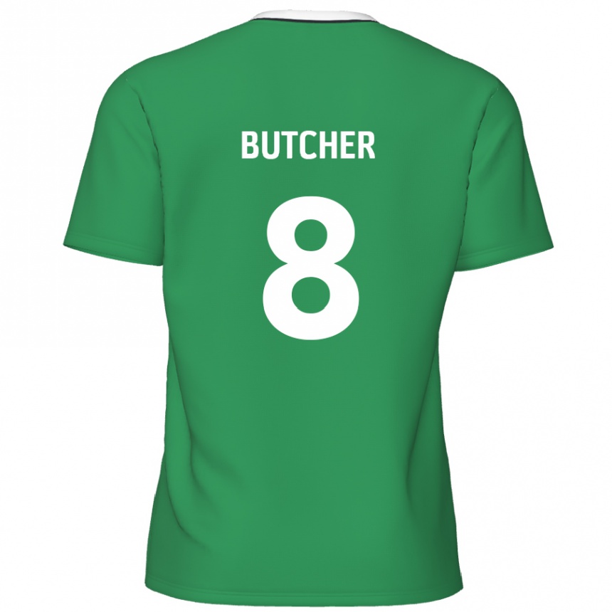 Kids Football Matt Butcher #8 Green White Stripes Away Jersey 2024/25 T-Shirt Uk