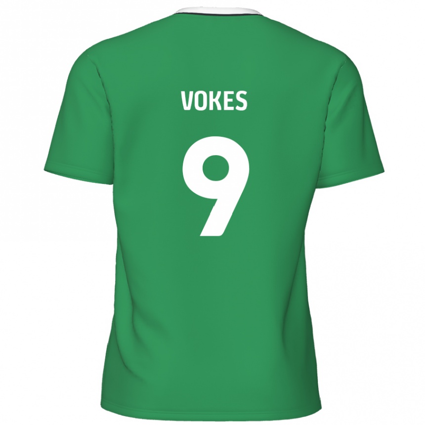 Kids Football Sam Vokes #9 Green White Stripes Away Jersey 2024/25 T-Shirt Uk