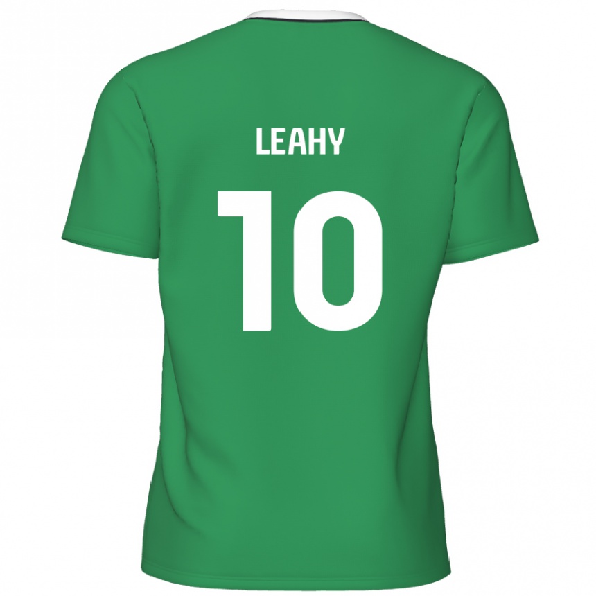 Kids Football Luke Leahy #10 Green White Stripes Away Jersey 2024/25 T-Shirt Uk