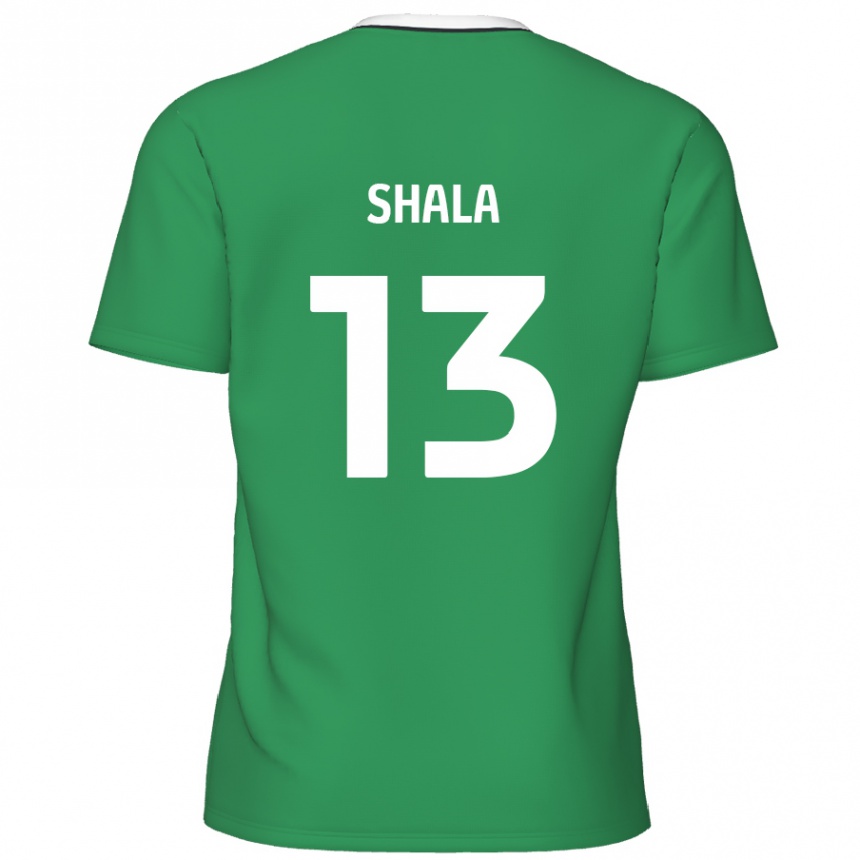 Kids Football Laurence Shala #13 Green White Stripes Away Jersey 2024/25 T-Shirt Uk