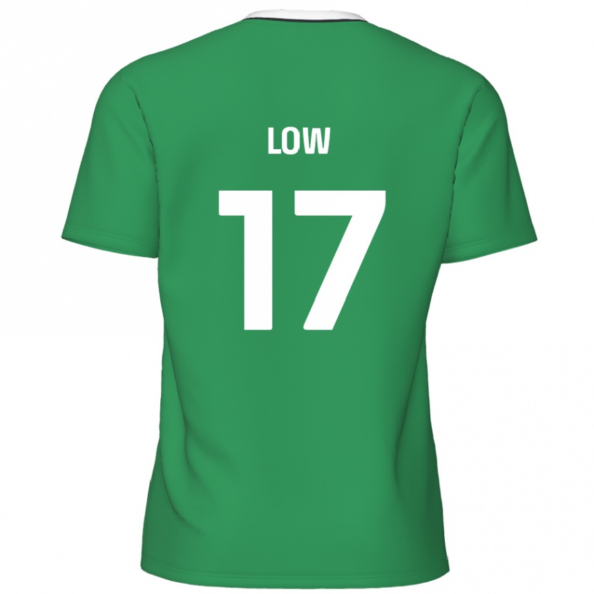 Kids Football Joe Low #17 Green White Stripes Away Jersey 2024/25 T-Shirt Uk