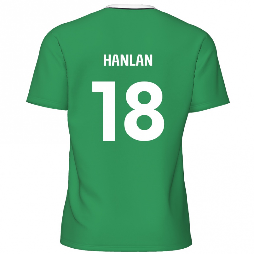 Kids Football Brandon Hanlan #18 Green White Stripes Away Jersey 2024/25 T-Shirt Uk