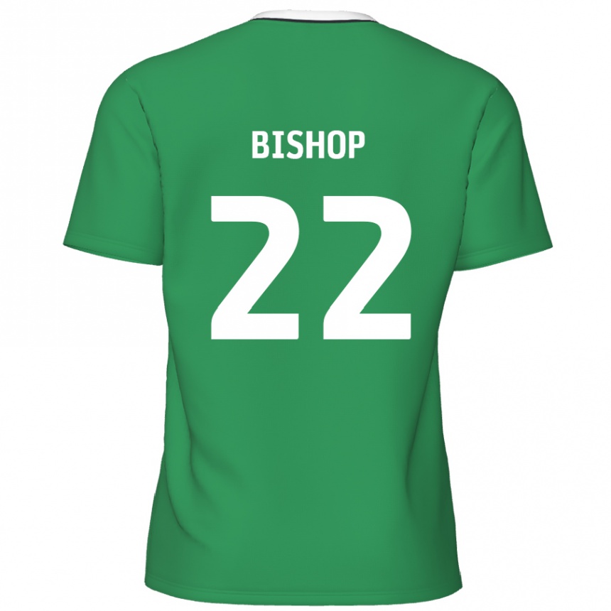 Kids Football Nathan Bishop #22 Green White Stripes Away Jersey 2024/25 T-Shirt Uk