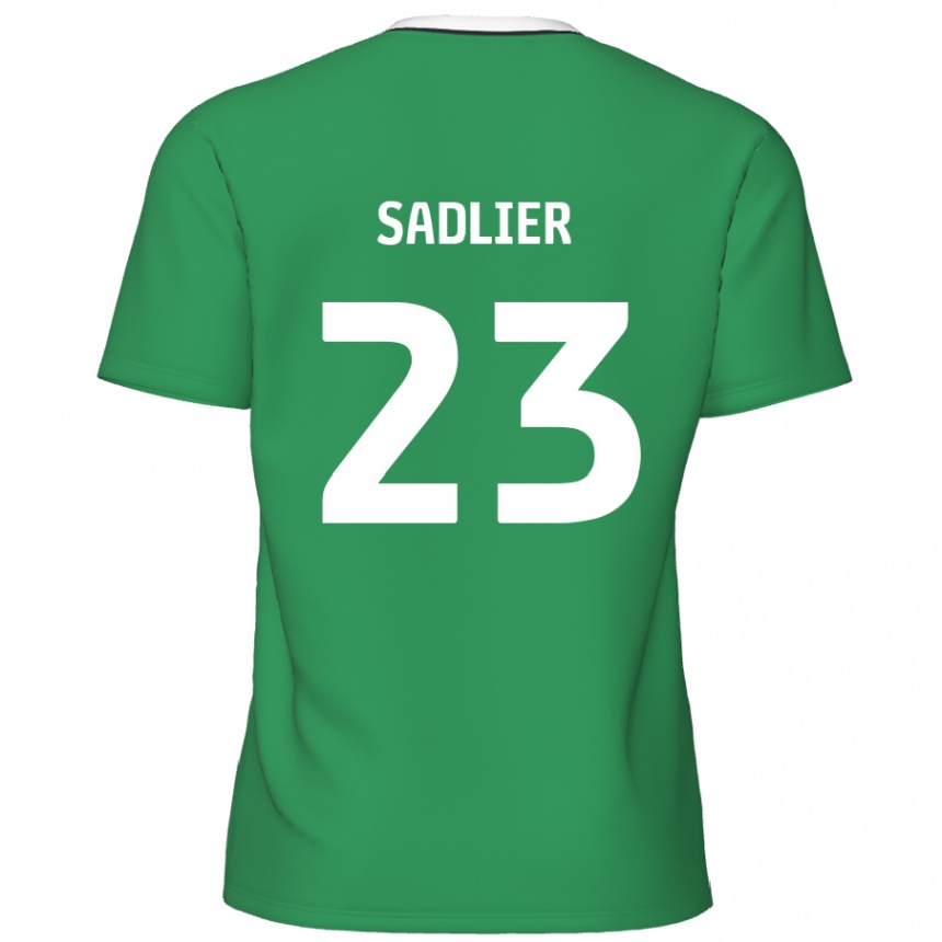 Kids Football Kieran Sadlier #23 Green White Stripes Away Jersey 2024/25 T-Shirt Uk