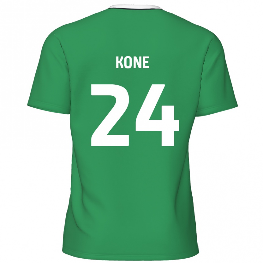 Kids Football Richard Kone #24 Green White Stripes Away Jersey 2024/25 T-Shirt Uk