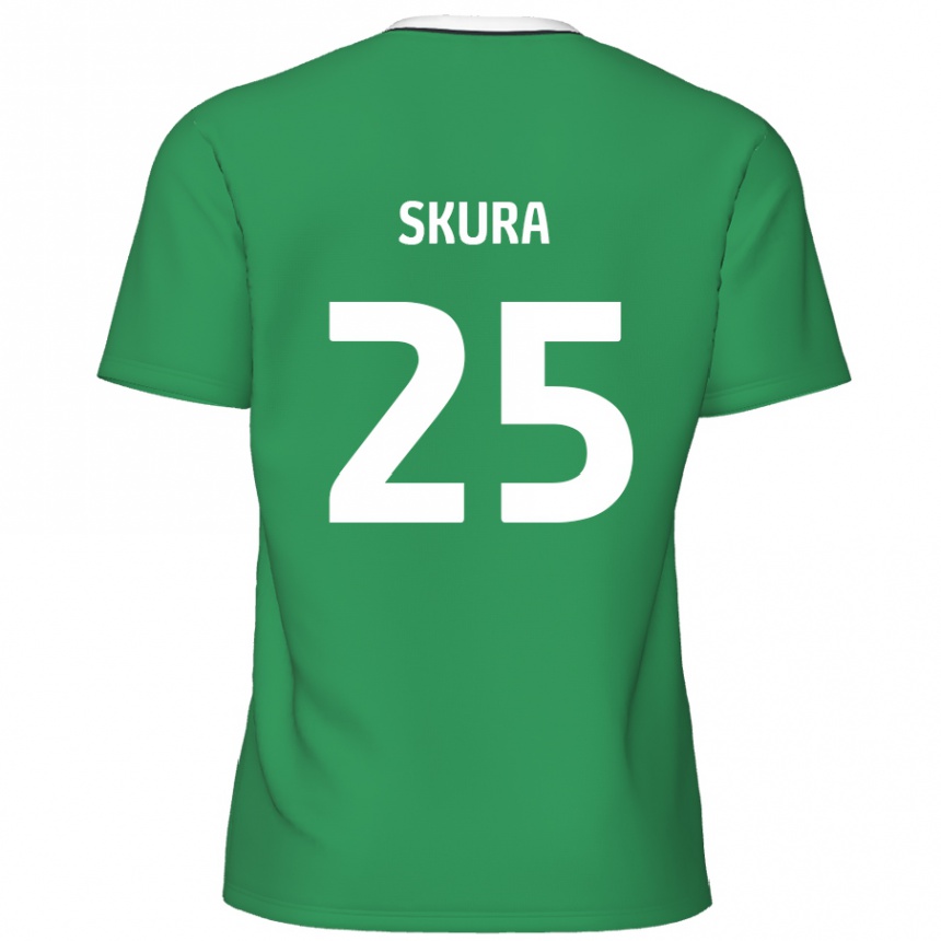 Kids Football Declan Skura #25 Green White Stripes Away Jersey 2024/25 T-Shirt Uk