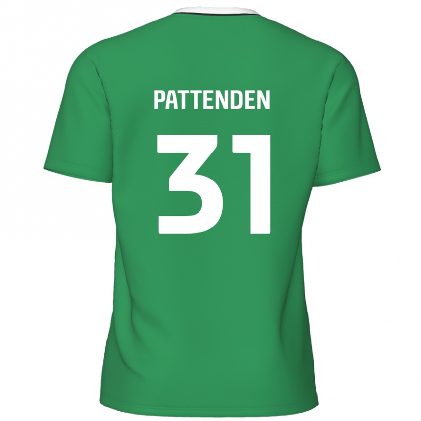 Kids Football Jasper Pattenden #31 Green White Stripes Away Jersey 2024/25 T-Shirt Uk