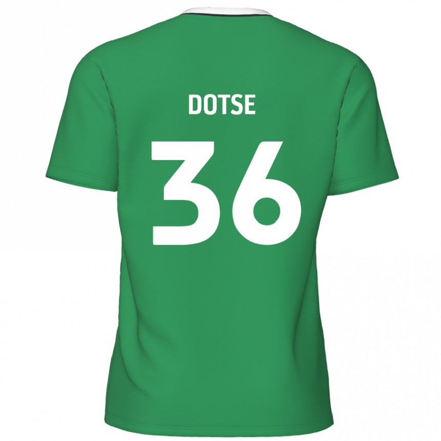 Kids Football Jahiem Dotse #36 Green White Stripes Away Jersey 2024/25 T-Shirt Uk