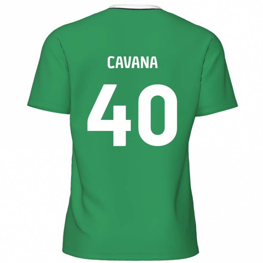 Kids Football Max Cavana #40 Green White Stripes Away Jersey 2024/25 T-Shirt Uk