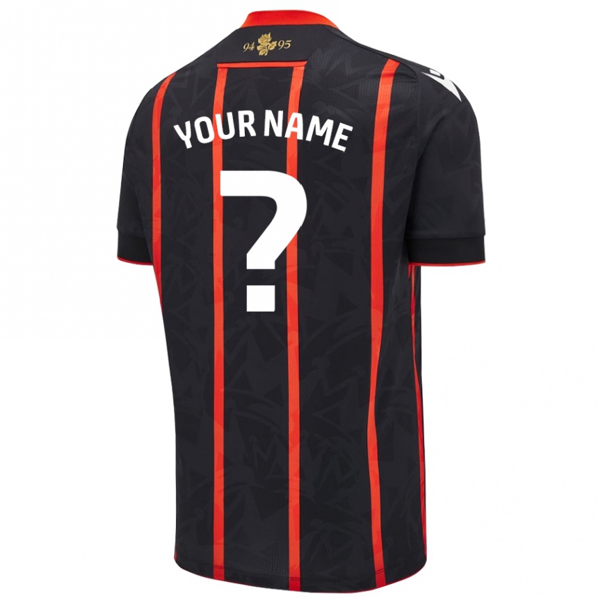 Kids Football Your Name #0 Black Red Away Jersey 2024/25 T-Shirt Uk