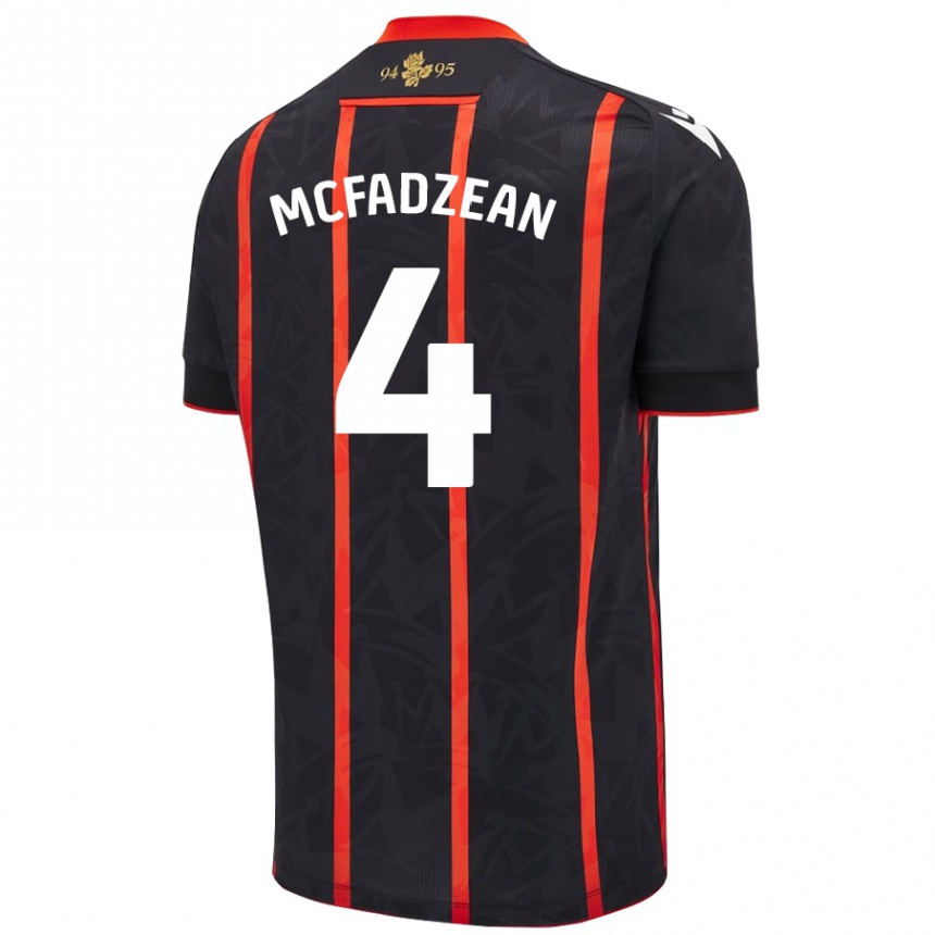 Kids Football Kyle Mcfadzean #4 Black Red Away Jersey 2024/25 T-Shirt Uk