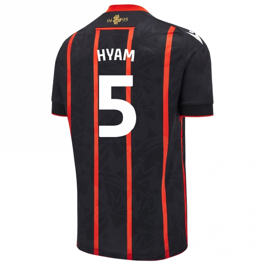 Kids Football Dominic Hyam #5 Black Red Away Jersey 2024/25 T-Shirt Uk