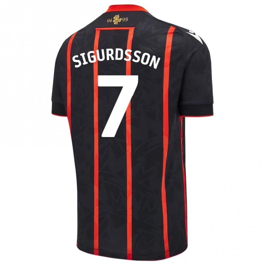 Kids Football Arnór Sigurdsson #7 Black Red Away Jersey 2024/25 T-Shirt Uk