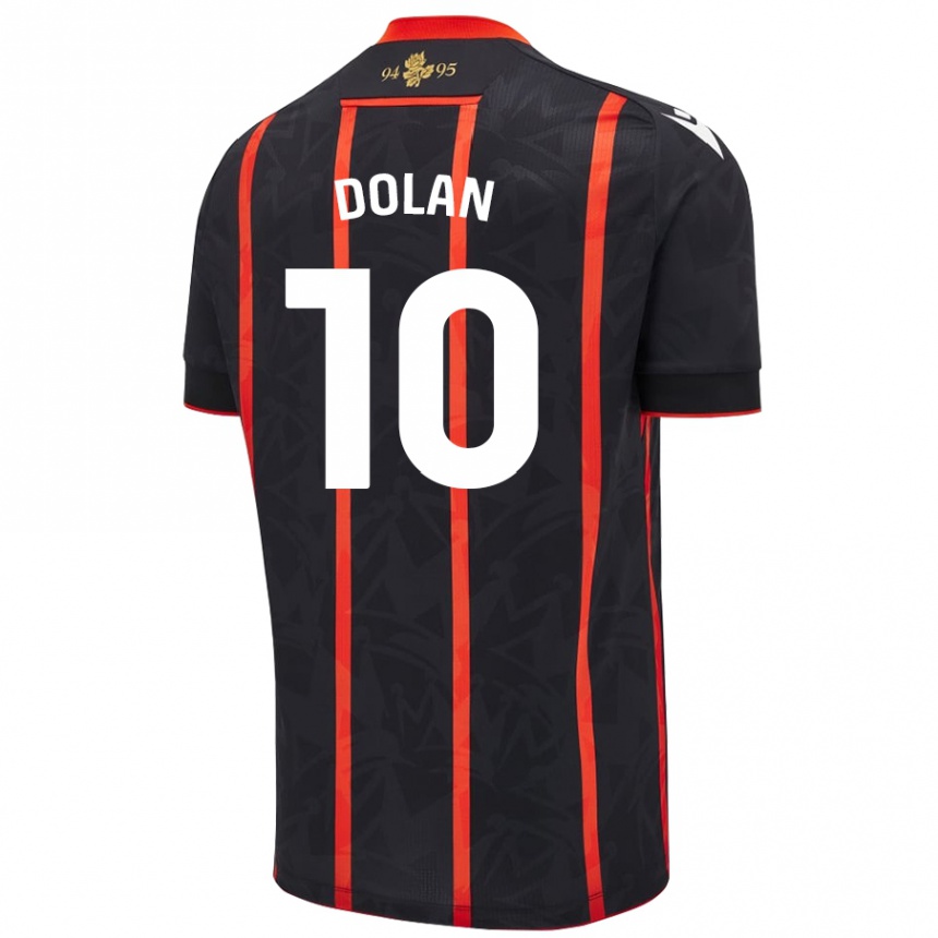 Kids Football Tyrhys Dolan #10 Black Red Away Jersey 2024/25 T-Shirt Uk