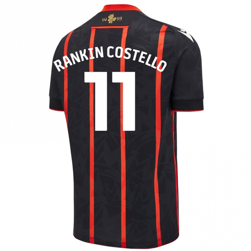 Kids Football Joe Rankin-Costello #11 Black Red Away Jersey 2024/25 T-Shirt Uk