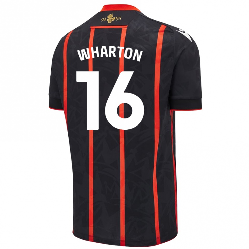 Kids Football Scott Wharton #16 Black Red Away Jersey 2024/25 T-Shirt Uk