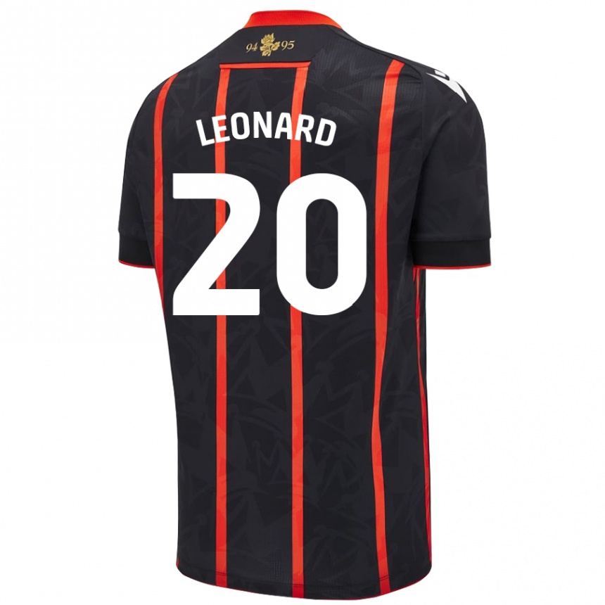 Kids Football Harry Leonard #20 Black Red Away Jersey 2024/25 T-Shirt Uk