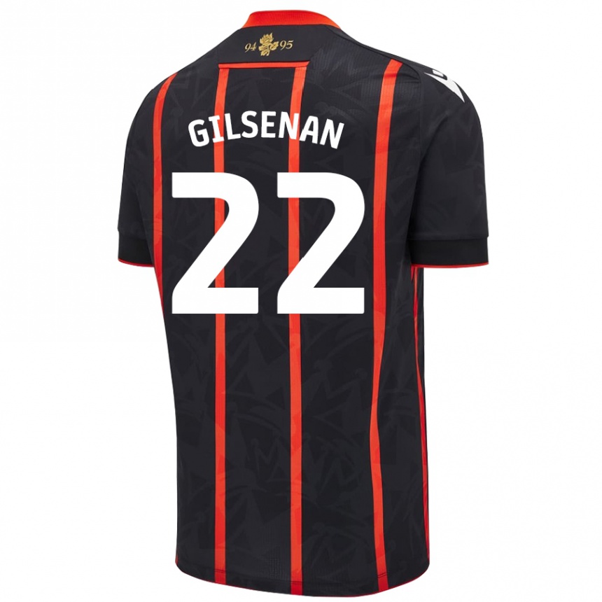 Kids Football Zak Gilsenan #22 Black Red Away Jersey 2024/25 T-Shirt Uk